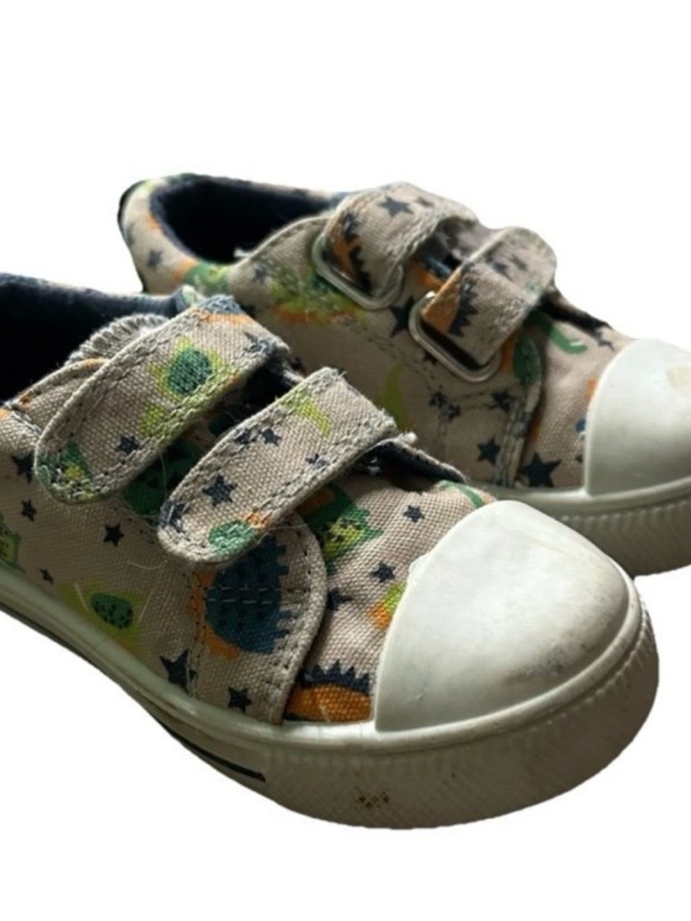Toddler Boy Beige Sneakers With Dinosaurs Size 6
